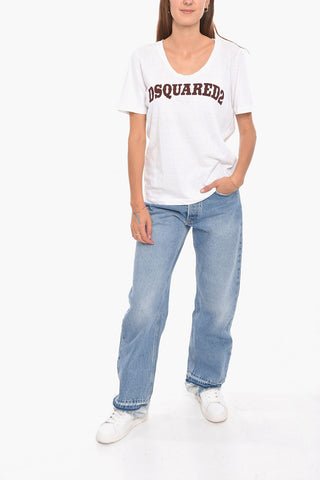T-shirt con Effetto Distress e Stampa Logo