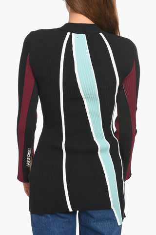 Ribbed Asymmetric Crewneck Sweater