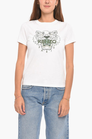 Crewneck T-shirt with Tiger Print