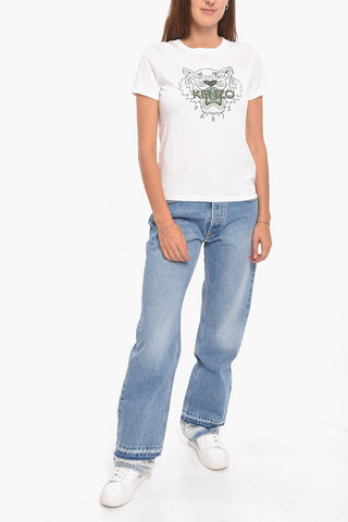T-shirt Girocollo con Stampa Tigre