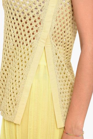 Mesh Tank Top with Side Slit and V-neckline