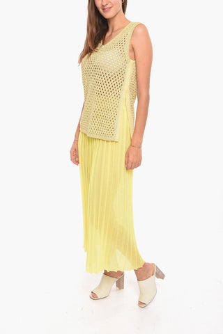 Mesh Tank Top with Side Slit and V-neckline