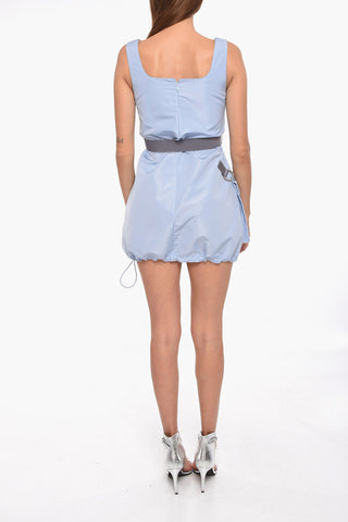Elastic Belt Nylon Minidress with Utility Pocket