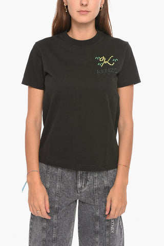Crewneck T-shirt with Embroidered Logo