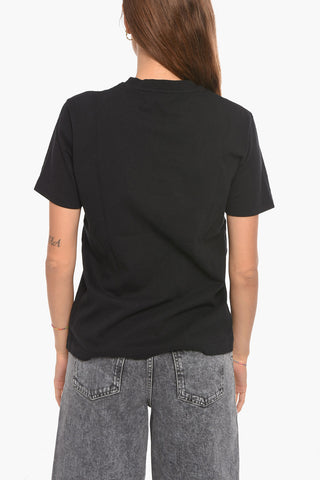 T-shirt A Maniche Corte Ricamata Girocollo