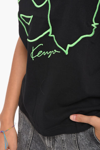 T-shirt A Maniche Corte Ricamata Girocollo