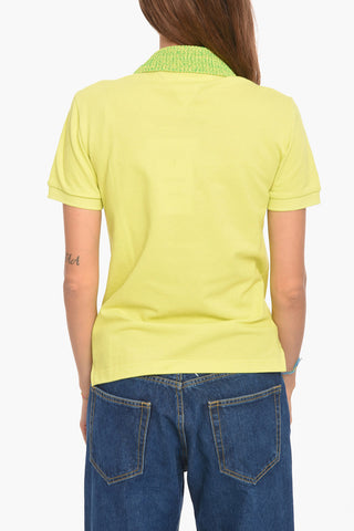 Polo in Cotone Piquet con Collo in Maglia