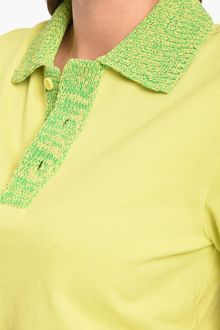 Polo in Cotone Piquet con Collo in Maglia