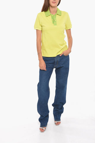 Polo in Cotone Piquet con Collo in Maglia