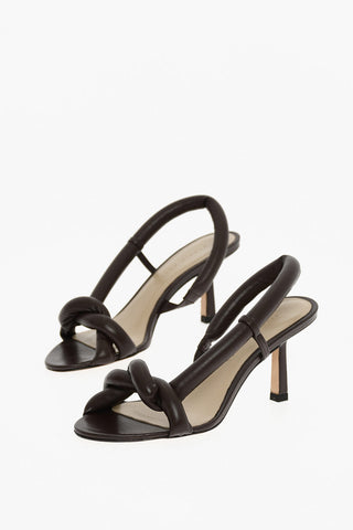 Braided Leather Sandals Heel 8 cm