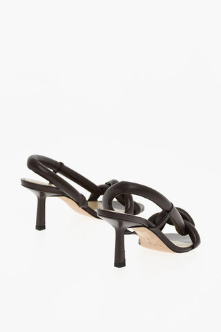 Braided Leather Sandals Heel 8 cm