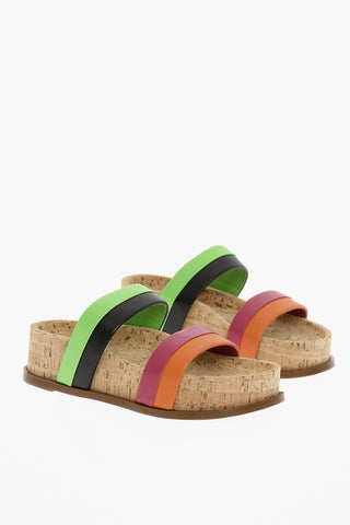 Leather Sandals With Cork Upper Sole