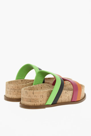 Leather Sandals With Cork Upper Sole