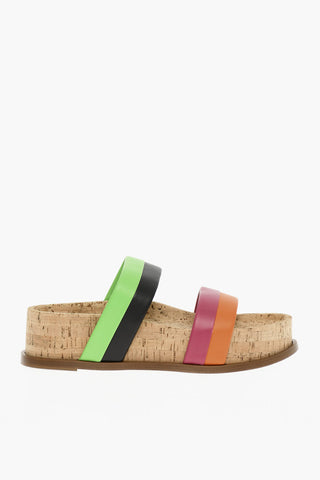 Leather Sandals With Cork Upper Sole