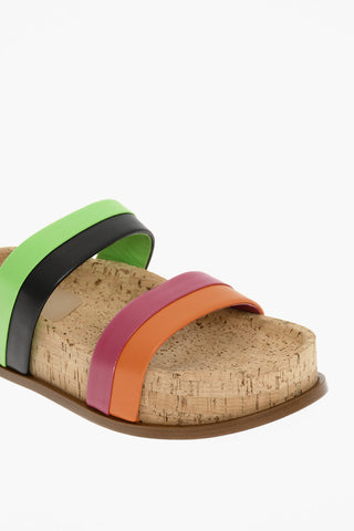 Leather Sandals With Cork Upper Sole
