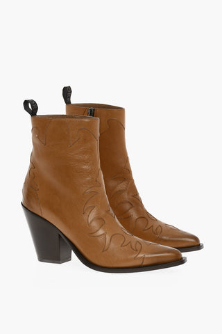 Pointed Leather Texan Boot Heel 10 cm