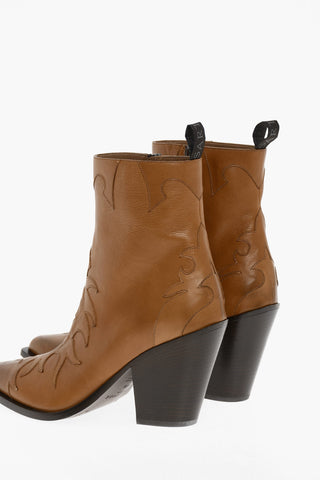 Pointed Leather Texan Boot Heel 10 cm