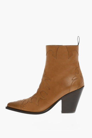 Pointed Leather Texan Boot Heel 10 cm