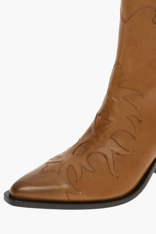 Pointed Leather Texan Boot Heel 10 cm