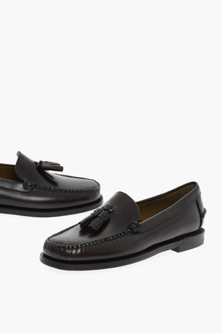 Leather Loafers With Tassels And Leather Sole