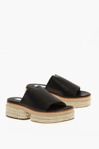 Leather Slides Heel 6 cm