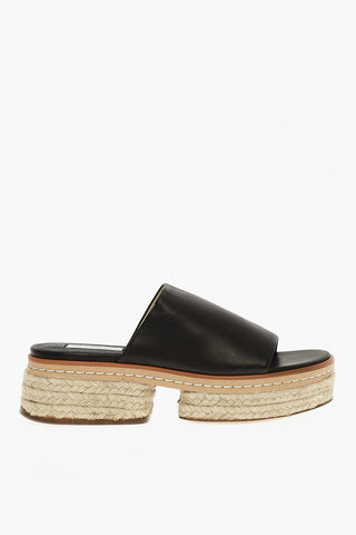 Leather Slides Heel 6 cm