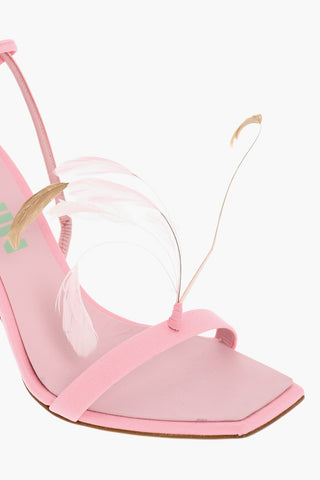 Slave Closure sandals KIMI Embelished With Feathers Heel 10 cm