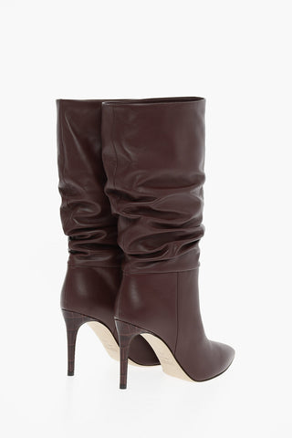 Leather SLOUCHY Pointed Boots Heel 9 cm