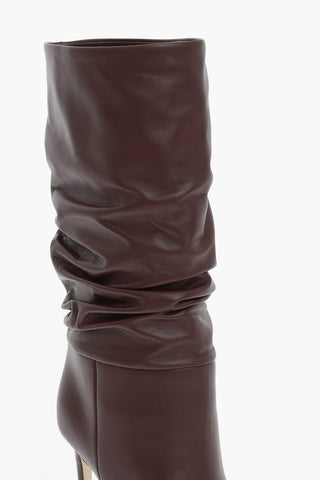 Leather SLOUCHY Pointed Boots Heel 9 cm