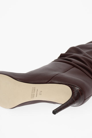 Leather SLOUCHY Pointed Boots Heel 9 cm