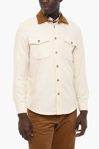 AIME' LEON DORE Wool Blend Overshirt with Double Breast Pocket