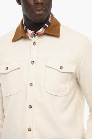 AIME' LEON DORE Wool Blend Overshirt with Double Breast Pocket