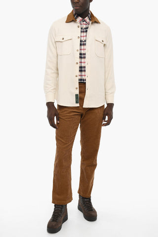 AIME' LEON DORE Wool Blend Overshirt with Double Breast Pocket