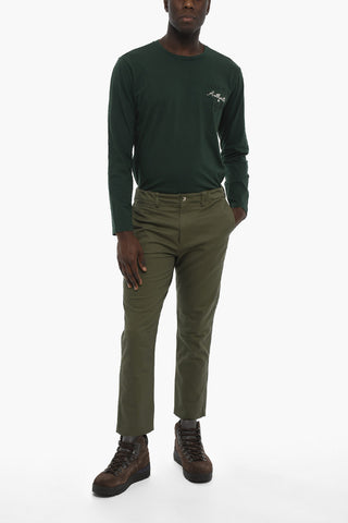 Cotton Twill Chino Pants with Golden Buttons