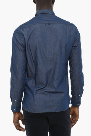 Lightweight Denim Shirt with Spread Collar