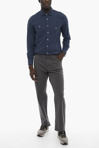 PENN-RICH Solid Color Stretch Cotton Pants with Belt Loops