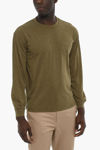 Wool Blend Crew-Neck T-shirt with Breast Pocket