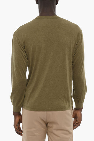 Wool Blend Crew-Neck T-shirt with Breast Pocket