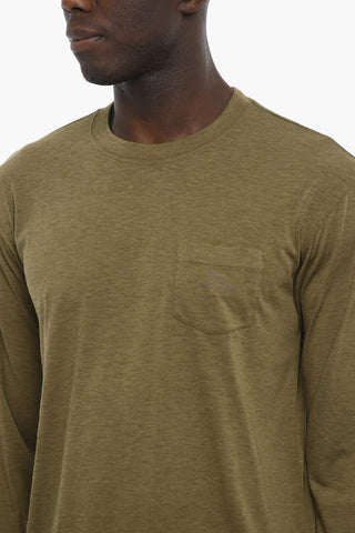 Wool Blend Crew-Neck T-shirt with Breast Pocket