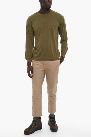 Wool Blend Crew-Neck T-shirt with Breast Pocket