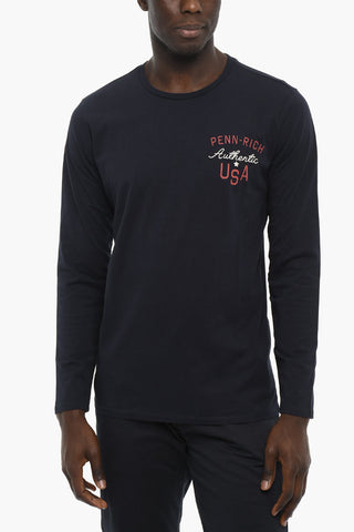 PENN-RICH Long Sleeve Crew-neck T-Shirt with Printed Logo