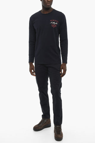 PENN-RICH Long Sleeve Crew-neck T-Shirt with Printed Logo