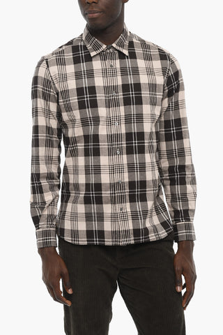 Camicia Bicolore a Quadri Plaid con Collo Francese