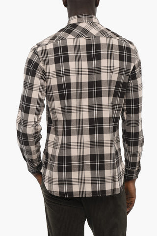 Camicia Bicolore a Quadri Plaid con Collo Francese