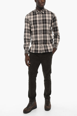 Camicia Bicolore a Quadri Plaid con Collo Francese