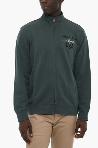 PENN-RICH Fleeced-Cotton ATHLETIC Sweatshirt with Velour Embroidery