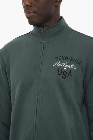 PENN-RICH Fleeced-Cotton ATHLETIC Sweatshirt with Velour Embroidery