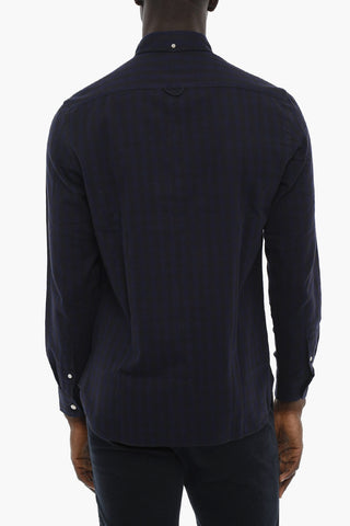 Camicia TRADITIONAL Button-down in Flanella di Cotone A Righe Awning
