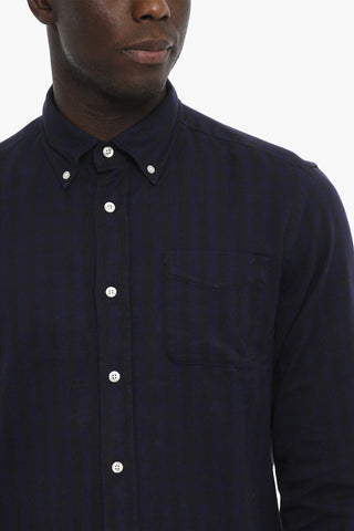 Camicia TRADITIONAL Button-down in Flanella di Cotone A Righe Awning
