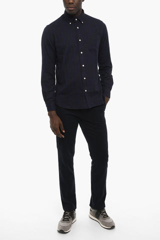Camicia TRADITIONAL Button-down in Flanella di Cotone A Righe Awning
